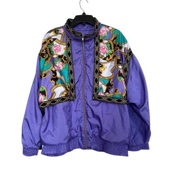 Indications Jackets & Blazers - Vintage Indications Purple w Paisley Print Women's Windbreaker Jacket Sz XL Zip